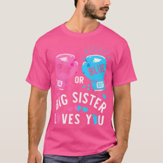 Rosa eller Blå Storesyster Älskar Dig Boxning Köns T Shirt