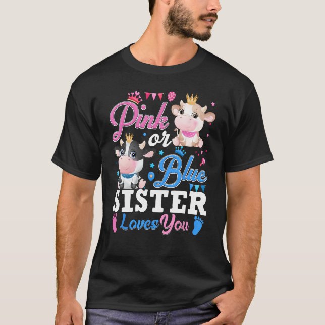 Rosa eller blå syster älskar dig presenter ko-barn t shirt (Framsida)