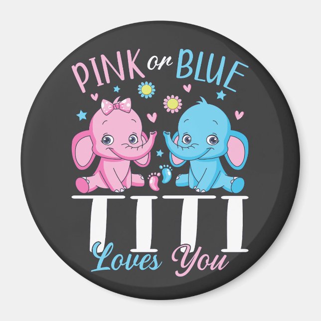 Rosa eller blå Titi Kärlek du Elephant Baby Circle Magnet (Framsidan)