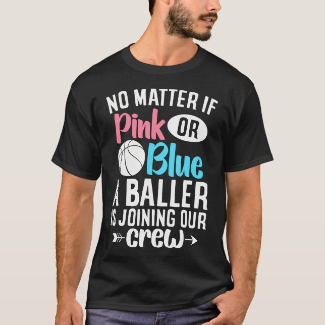 Rosa eller blått Baller Basketball Gender Reveal B T Shirt (Framsida)