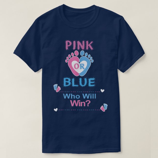 Rosa eller blått som kommer att vinna Gender i Par T Shirt (Design framsida)