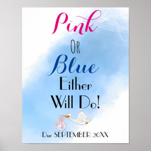 Rosa eller Blue Antingen gör Baby-dusch Poster