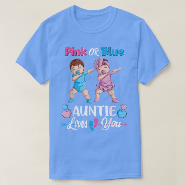 Rosa eller Blue Auntie Kärlek Du Baby Gender Revea T Shirt (Design framsida)