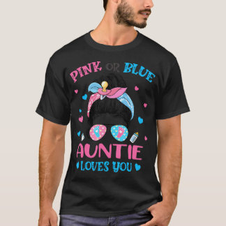 Rosa eller Blue Auntie Kärlek Du Gender Reveal Mes T Shirt
