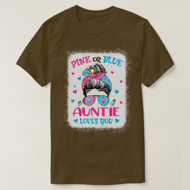 Rosa eller Blue Auntie Kärlek Du Gender Reveal Mes T Shirt (Design framsida)
