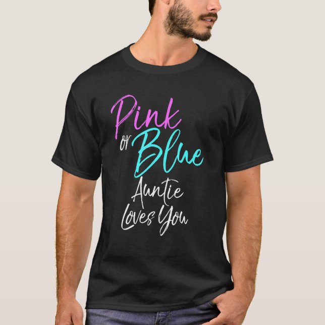 Rosa eller Blue Auntie Kärlek Du Gender Visa Baby  T Shirt (Framsida)