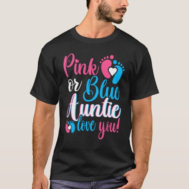 Rosa eller Blue Auntie Kärlek Du Gender Visa Baby  T Shirt (Framsida)