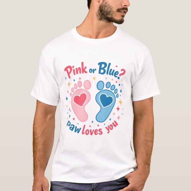 Rosa eller Blue Baby Gender Reveal T-Shirt (Framsida)