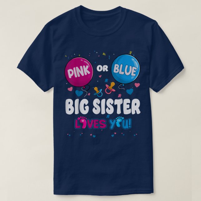 Rosa eller Blue Balloon Big Brother Kärlek Du Gend T Shirt (Design framsida)