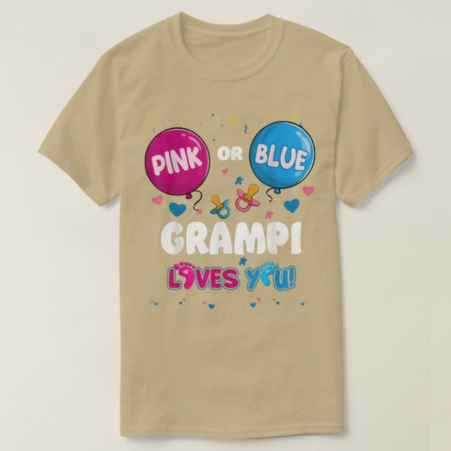 Rosa eller Blue Balloon Grampi Kärlek Du Gender Re T Shirt (Design framsida)