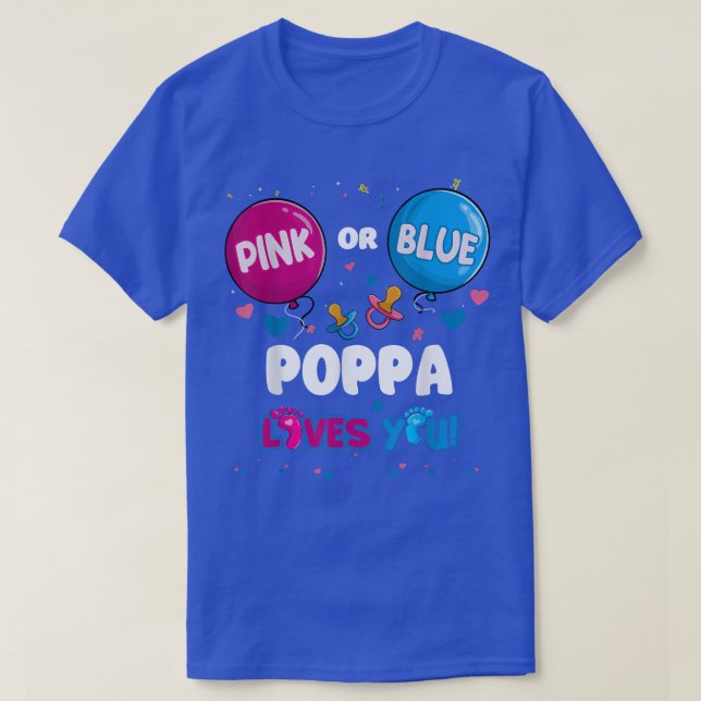 Rosa eller Blue Balloon Poppa Kärlek You Gender Re T Shirt (Design framsida)
