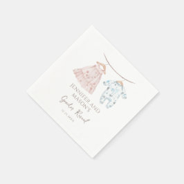 Rosa eller Blue Barnkläders Boho Gender Reveal Pappersservett