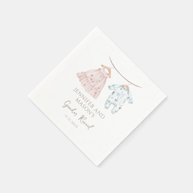 Rosa eller Blue Barnkläders Boho Gender Reveal Pappersservett (Hörn)