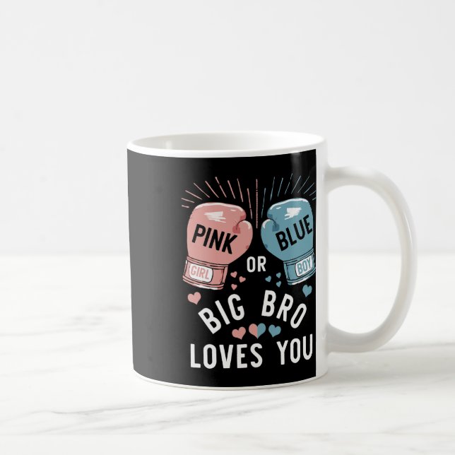 Rosa eller Blue Big Bro Kärlek du Boxing Gender Re Kaffemugg (Höger)