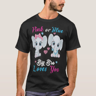 Rosa eller Blue Big Bro Kärlek du Elephants Baby G T Shirt