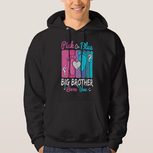 Rosa eller Blue Big Brother Kärlek Din Gender visa Hoodie (Framsida)