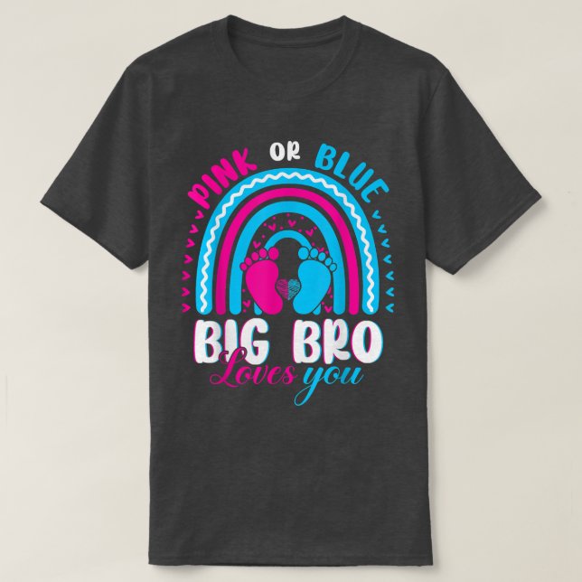 Rosa eller Blue Big Brother Kärlek Du Gender Revea T Shirt (Design framsida)