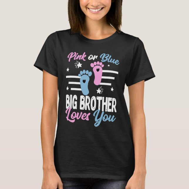Rosa eller Blue Big Brother Kärlek Du visar Gender T Shirt (Framsida)