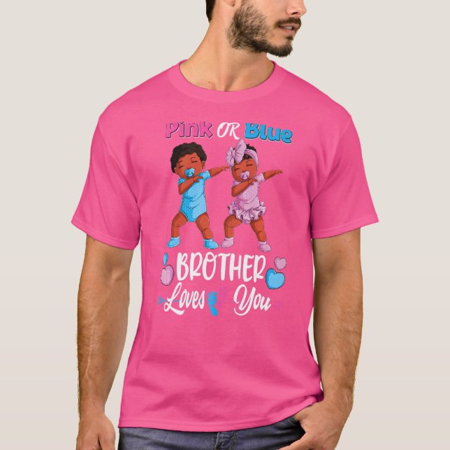 Rosa eller Blue Brother Kärlek You Black Baby Gend T Shirt (Framsida)