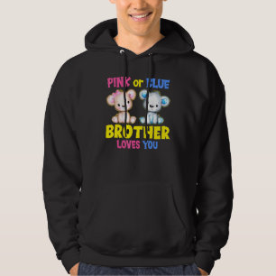 Rosa eller Blue Brother Kärlek You Gender Visa Bab Hoodie