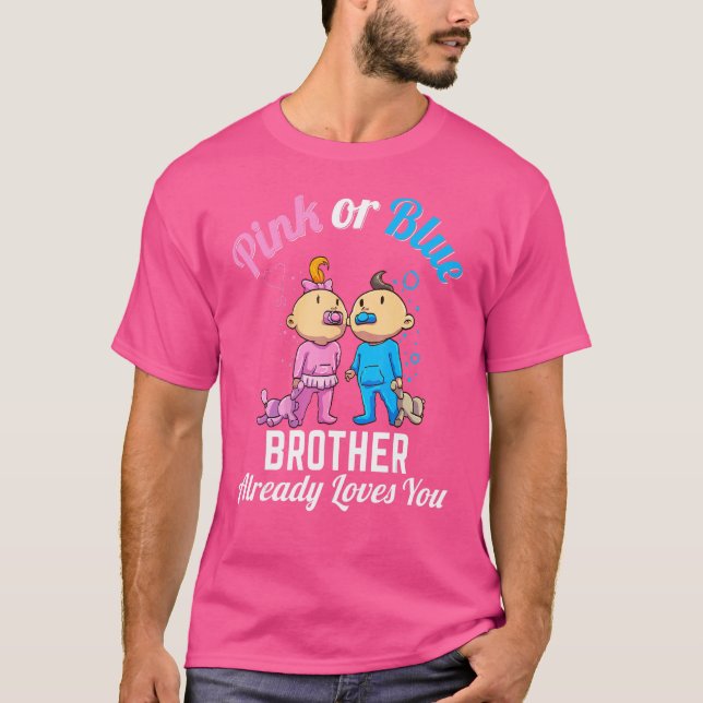 Rosa eller Blue Brother redan Kärlek du Nyfödd beb T Shirt (Framsida)