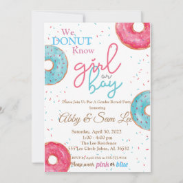 Rosa- eller Blue Donut Gender Reveal-inbjudan Inbjudningar