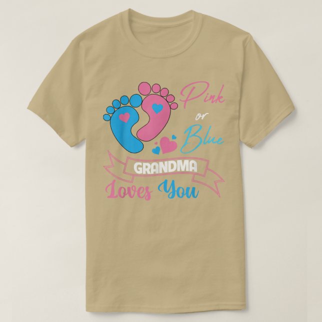 Rosa eller Blue Gender Reveal Gravid Grandma Kärle T Shirt (Design framsida)