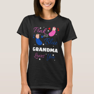 Rosa eller Blue Gender Reveal mormor Granny Fami T Shirt