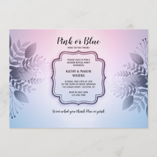 Rosa- eller Blue Gender Reveal Party-inbjudan Inbjudningar