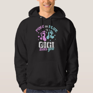 Rosa eller Blue Gigi Kärlek You Baby Gender Reveal Hoodie