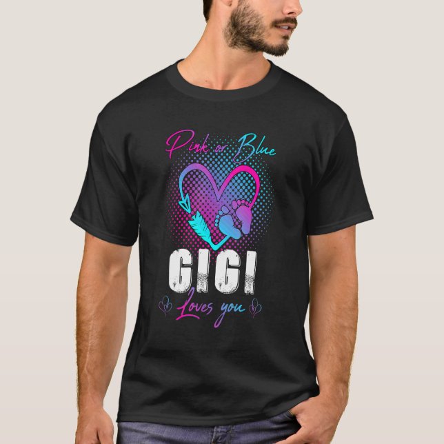 Rosa eller Blue Gigi Kärlek You Baby Gender Reveal T Shirt (Framsida)