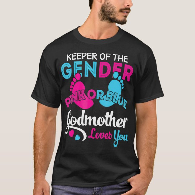 Rosa eller Blue Godmor Kärlek You Gender Reveal Ma T Shirt (Framsida)