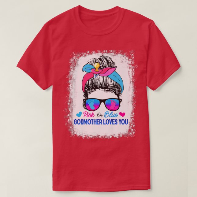 Rosa eller Blue Godmor Kärlek You Messy Bun Gender T Shirt (Design framsida)