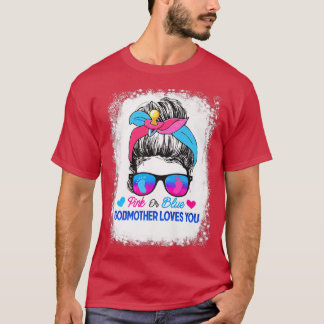 Rosa eller Blue Godmor Kärlek You Messy Bun Gender T Shirt