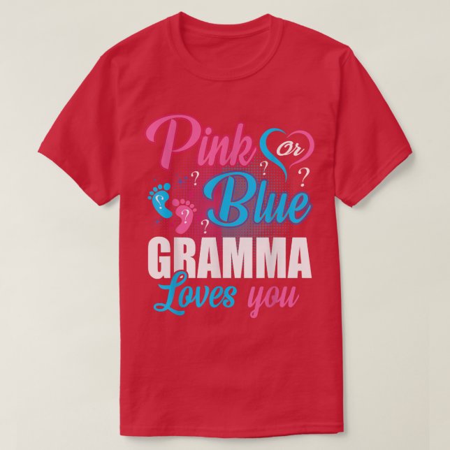 Rosa eller Blue Gramma Kärlek du Gender Baby Revea T Shirt (Design framsida)