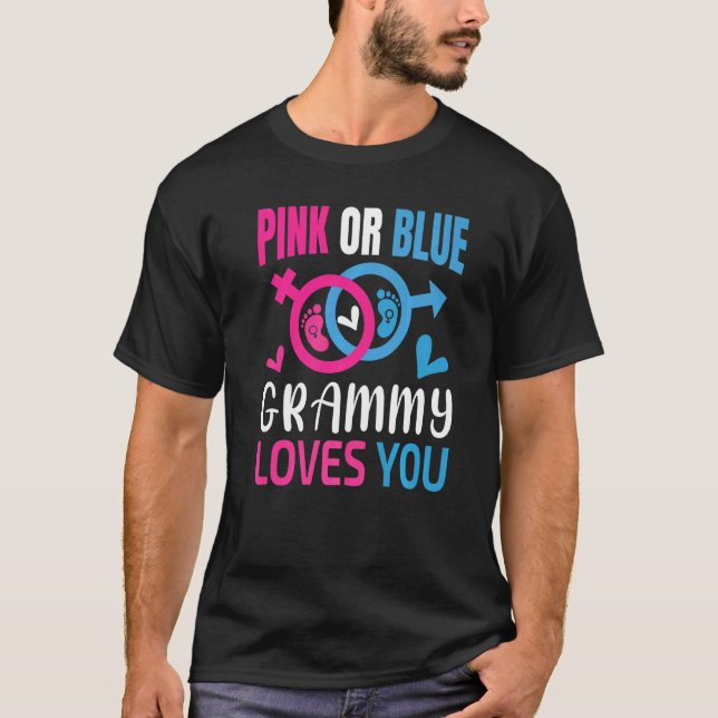 Rosa eller Blue Grammy Kärlek Du Baby Gender Revea T Shirt (Framsida)