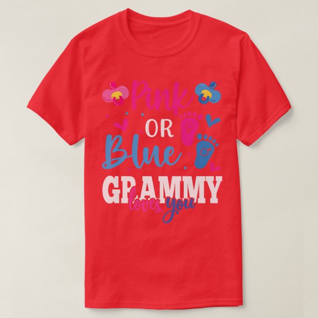 Rosa eller Blue Grammy Kärlek You Baby Gender Reve T Shirt (Design framsida)