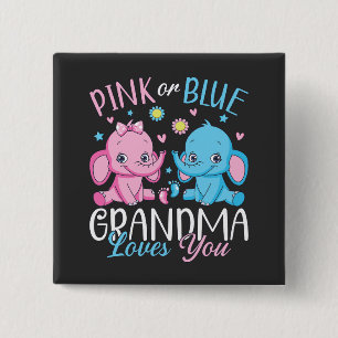 Rosa eller Blue Grandma Kärlek du Elephant Baby Sq Knapp