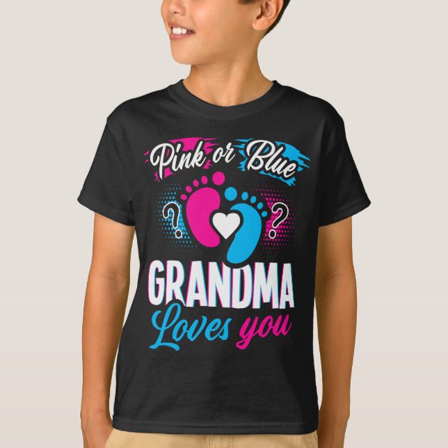 Rosa eller Blue Grandma Kärlek du Gender Baby Reve T Shirt (Framsida)