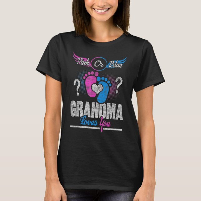 Rosa eller Blue Grandma Kärlek Du Gender Visa del T Shirt (Framsida)