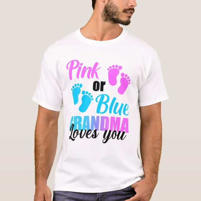 Rosa eller Blue Grandma Kärlek du Gender Visa Part T Shirt (Framsida)