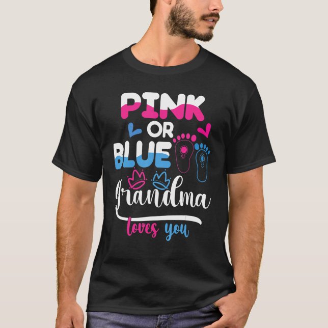 Rosa eller Blue Grandma Kärlek du Gender Visa Part T Shirt (Framsida)
