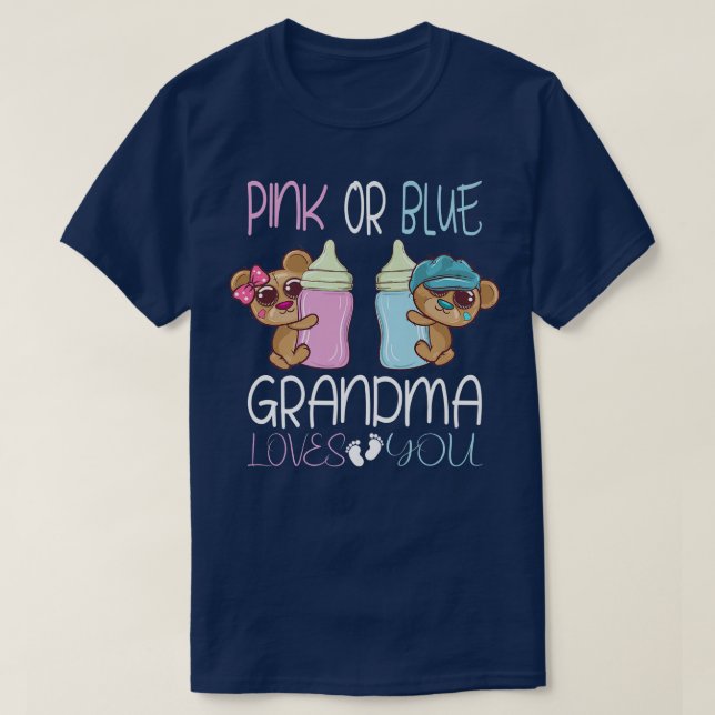 Rosa eller Blue Grandma Kärlek du i Gender visar u T Shirt (Design framsida)