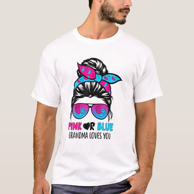 Rosa eller Blue Grandma Kärlek du Messy Bun Hair G T Shirt (Framsida)