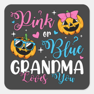 Rosa eller Blue Grandma Kärlek du Pumpkin Baby Fyrkantigt Klistermärke