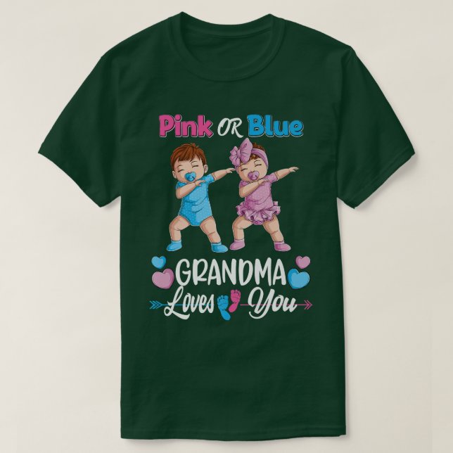 Rosa eller Blue Grandma Kärlek You Baby Gender Rev T Shirt (Design framsida)
