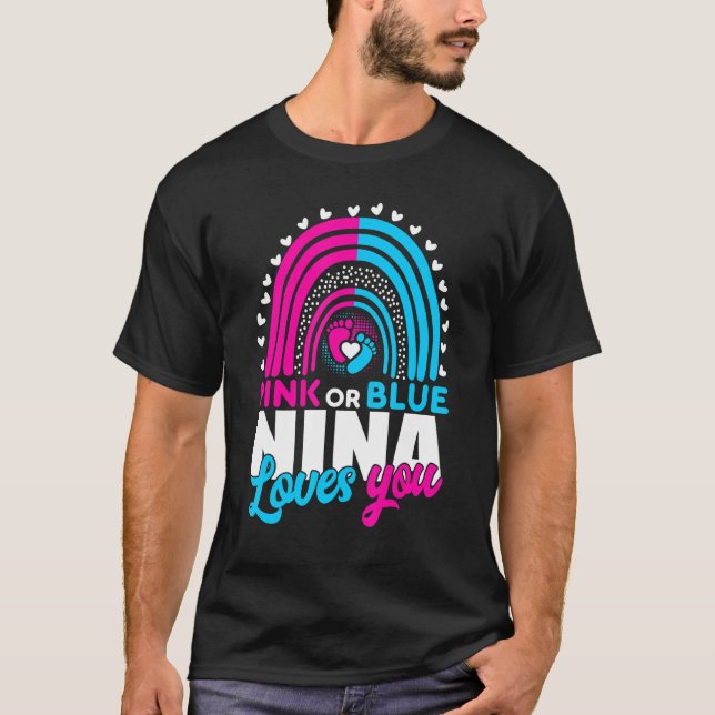 Rosa eller Blue Grandma Nina Kärlek Du Gender Visa T Shirt (Framsida)