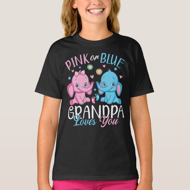 Rosa eller Blue Grandpa Kärlek du Elephant Flicka T Shirt (Framsida)