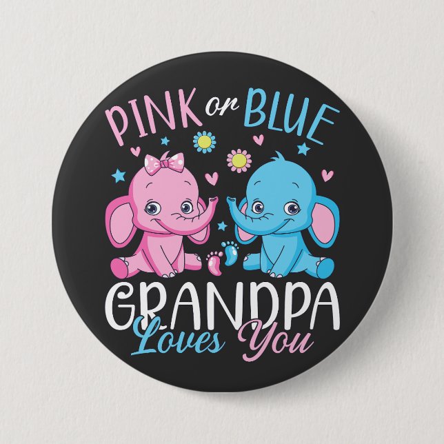 Rosa eller Blue Grandpa Kärlek You Elephant Baby R Knapp (Framsida)