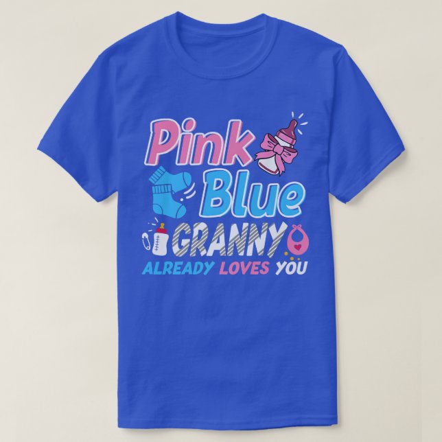 Rosa eller Blue Granny Kärlek You Baby Gender Reve T Shirt (Design framsida)